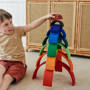 12 Piece Wooden Rainbow Stacking Toy WK-0806