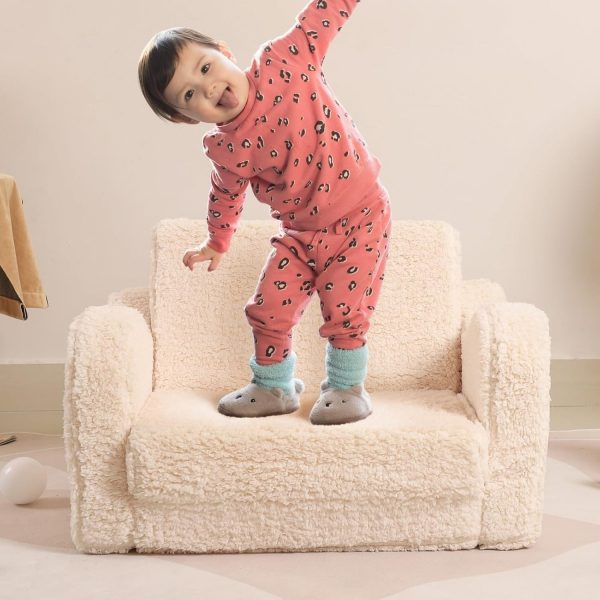 2-in-1 Toddler Soft Sherpa Couch Fold Out WK-SF2