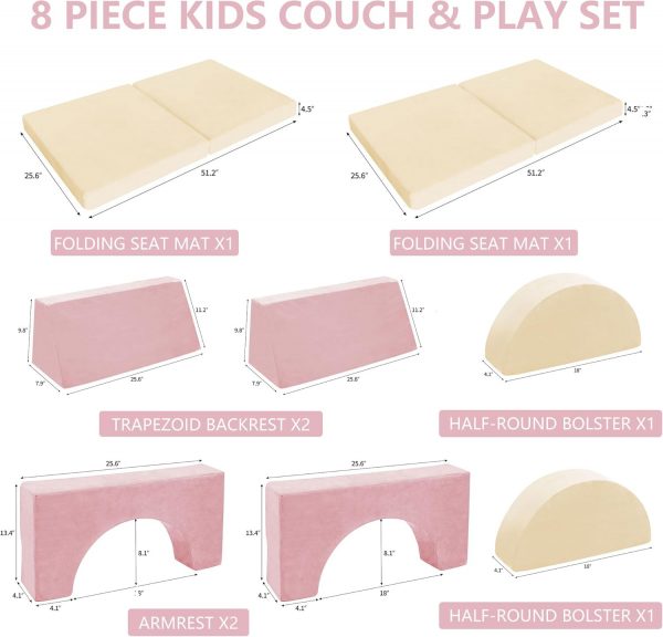 8PCS Modular Kids Play Couch