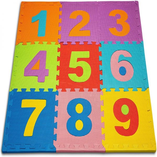 Kids Foam Puzzle Play Mat (9-Piece Set) Interlocking EVA Floor Tiles with Numbers WK-0014